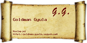 Goldman Gyula névjegykártya